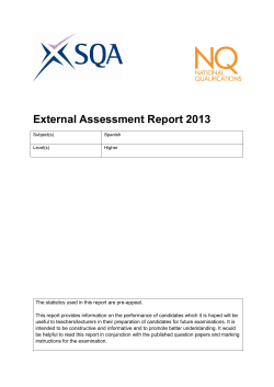 External Assessment Report 2013