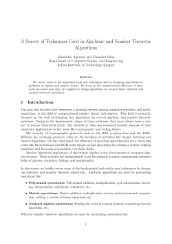 A Survey of Techniques Used in Algebraic and Number Theoretic