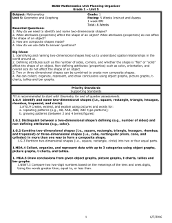 BCSD Mathematics Unit Planning Organizer Grade 1 &ndash; Unit 5