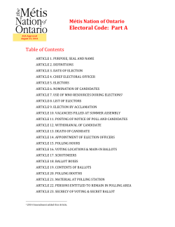 Electoral Code: Part A - Metis Nation of Ontario