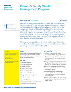 Rotman`s Family Wealth Management Program