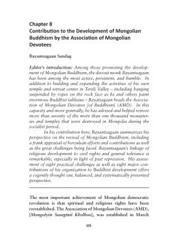 Contributions to the Development of Mongolian Buddhism