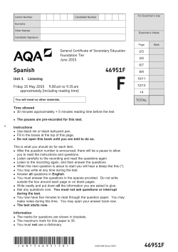 GCSE Spanish Question paper Unit 01 - Listening Test June