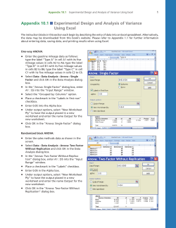 Appendix 10.1 Experimental Design and Analysis of Variance Using