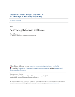 Sentencing Reform in California - UC Hastings Scholarship Repository