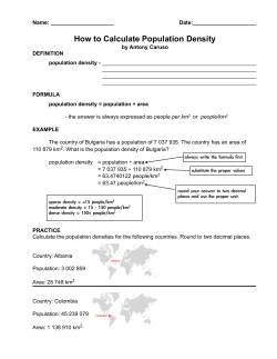 Population Density Worksheet