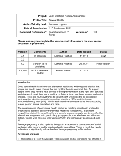 Project: Joint Strategic Needs Assessment Profile Title: Sexual