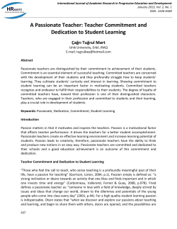 A Passionate Teacher: Teacher Commitment and Dedication to
