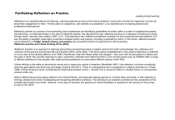Facilitating Reflection on Practice