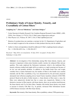 Preliminary Study of Linear Density, Tenacity, and Crystallinity of