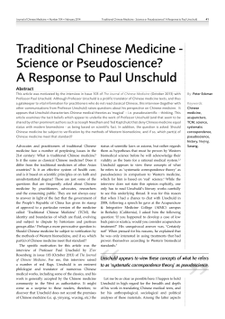 Traditional Chinese Medicine - Science or Pseudoscience? A