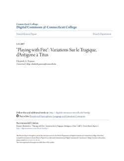 "Playing with Fire": Variations Sur le Tragique, d&acirc;&bull;ŽAntigone &Atilde;&euro; Titus