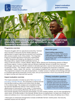 Does a multifaceted market-based approach to food crops stimulate