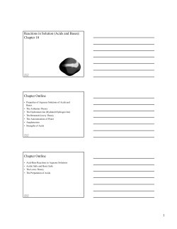 Reactions in Solution (Acids and Bases): Chapter 10 Chapter