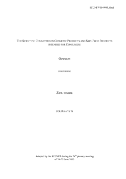 opinion of the SCCNFP on zinc oxide, S76