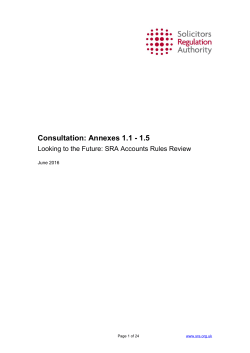 Consultation: Annexes 1.1 - 1.5