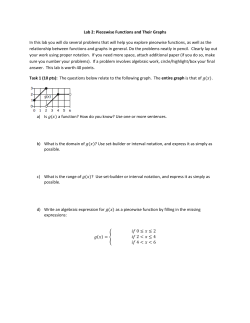 Lab 2: Piecewise Functions and Their Graphs In this lab you will do