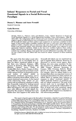 Infants` Responses to Faeial and Vocal Emotional Signals in a