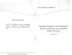 Reading Strategies for Introducing the Qur`an as - UNC