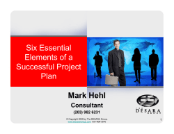 Six Essential Elements of a Successful Project Plan Mark Hehl