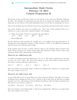 Intermediate Math Circles February 12, 2014 Contest