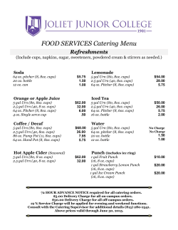 FOOD SERVICES Catering Menu Refreshments