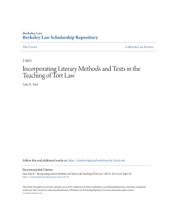 Incorporating Literary Methods and Texts in the Teaching of Tort Law