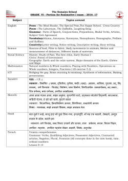 Portion for Summative I exam – 2016 -17 Subject