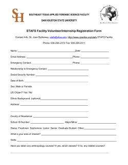 20 STAFS Facility Volunteer/Internship Registration Form