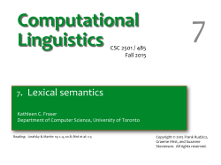 7 Lexical semantics - Department of Computer Science