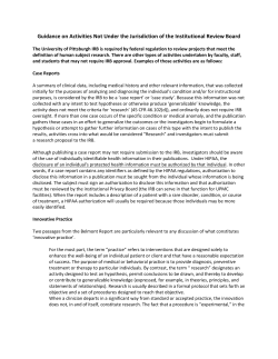 Guidance on Activities Not Under the Jurisdiction of the Institutional