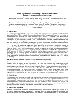 1 WMSDs complaints among Palm Oil Plantation Workers: Impact of