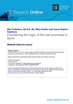 Countering the logic of the war economy in Syria