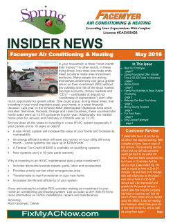 Newsletter: May 2016 - Facemyer Air Conditioning