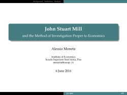 John Stuart Mill and the Method of Investigation Proper to Economics