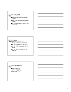 pH and pOH pH Scale pH Calculations