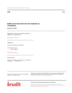 Kafka Across the Intertexts: On Authority in Translation