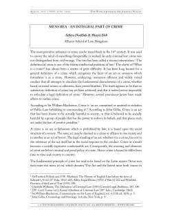 MENS REA - AN INTEGRAL PART OF CRIME Aditya Doddala