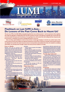 Flashback on Last IUMI in Asia &ndash; Do Lessons of the Past Come Back
