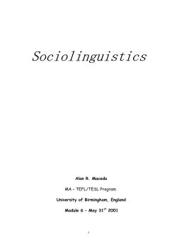 Sociolinguistics - University of Birmingham
