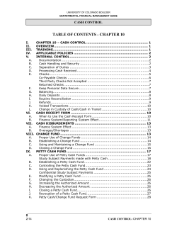 Cash Control - University of Colorado Boulder