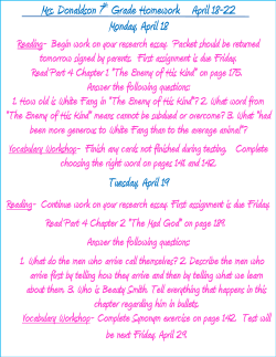 Mrs. Donaldson 7 Grade Homework April 18