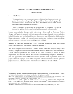 INTERNET DEFAMATION - First Amendment Lawyers Association