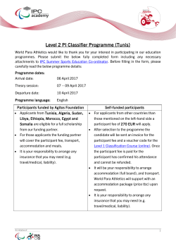 Level 2 PI Classifier Programme (Tunis)