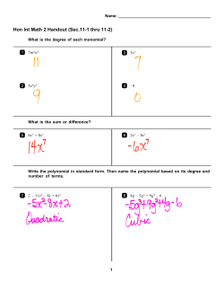 Hon Int Math 2 Handout (Sec.11-1 thru 11-2)