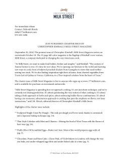 Milk Street Magazine press release, Fall 2016