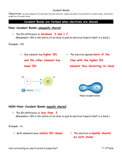 Covalent Bonds Note Sheet