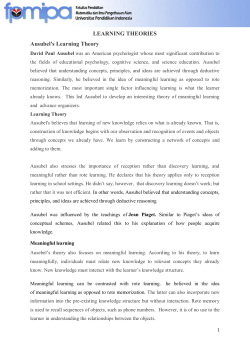 LEARNING THEORIES Ausubel`s Learning Theory
