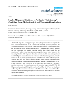 Stanley Milgram`s Obedience to Authority &ldquo;Relationship&rdquo;