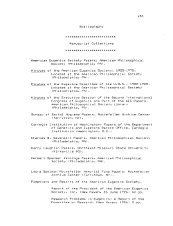 Bib1 iography Manuscript Collections American Eugenics Society